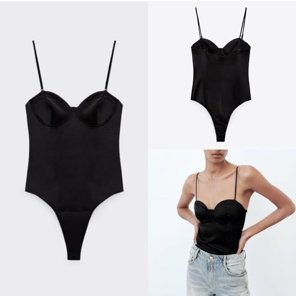 Zara Black Bodysuit Bra